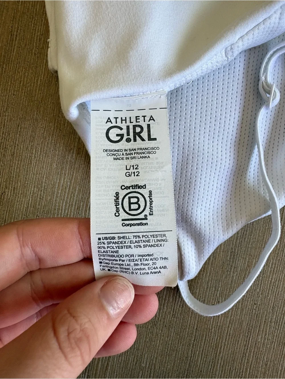 Athleta girl L/12 White V-Neck Adjustable Spaghetti Strap Crop Camisole